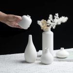 Set of 8 White Ceramic Vases for Dried Pampas Grass Flowers, Aesthetic Boho Modern Decor for Farmhouse Living Room Coffee Table Shelf Fireplace Centerpiece Bedroom Office Desk Home DIY Gifts