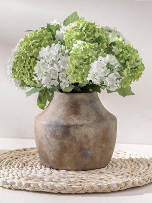 Ceramic Flower Vase, 5.3 inch Pottery Farmhouse Rustic Vase, Handcrafted Weathered Vases, Small Flower Terracotta Vases for Home Decor, Living Room, Table, Shelf, Mantel, Neutral