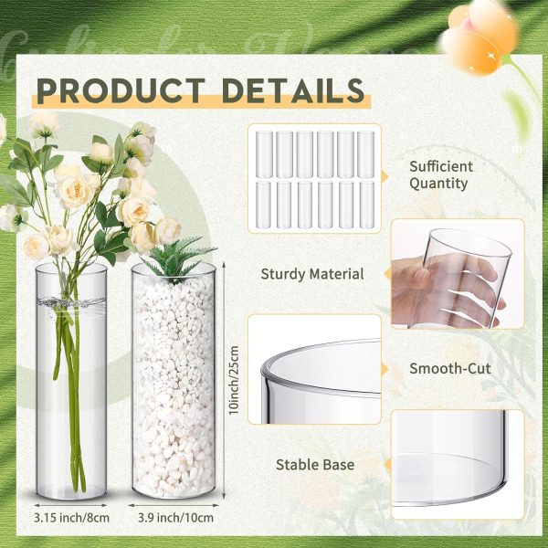 12 s Plastic Clear Cylinder Vase for Home 8,12,16 Inch Acrylic Flower Clear Vase Centerpiece for Centerpieces Wedding Party Decorations(10 Inch)