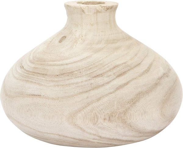 Small Paulownia Wood Vase (Each one Will Vary) Decorative Accents, Natural