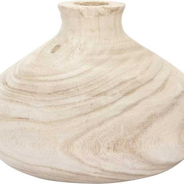 Small Paulownia Wood Vase (Each one Will Vary) Decorative Accents, Natural