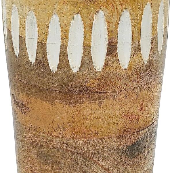 Large Wood Vase (Natural Whitewash, 12 x 3.5 x 2.5) – Mango Wood Large Decorative Vase for Living Room, Bedroom, Coffee Table & More – Handmade Flower - Elegant & Beautiful Home Decorations